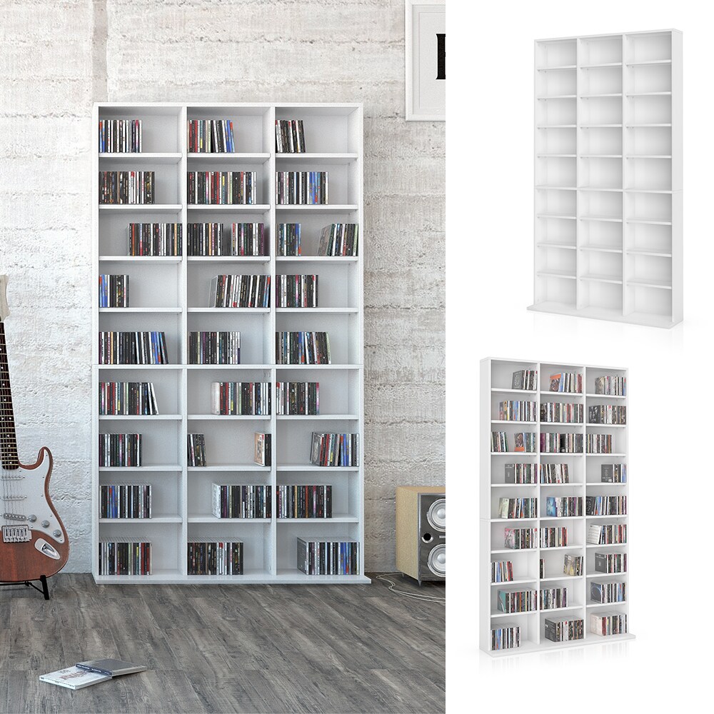 Vicco Wandregal CD DVD Regal Standregal Medienregal Regalwand B&uuml;cherregal Wei&szlig; 