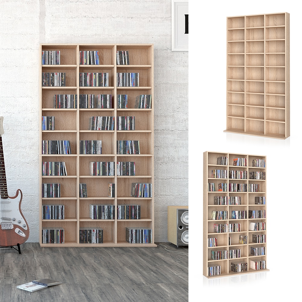 Vicco Wandregal CD DVD Regal Standregal Medienregal Regalwand B&uuml;cherregal  Sonoma 
