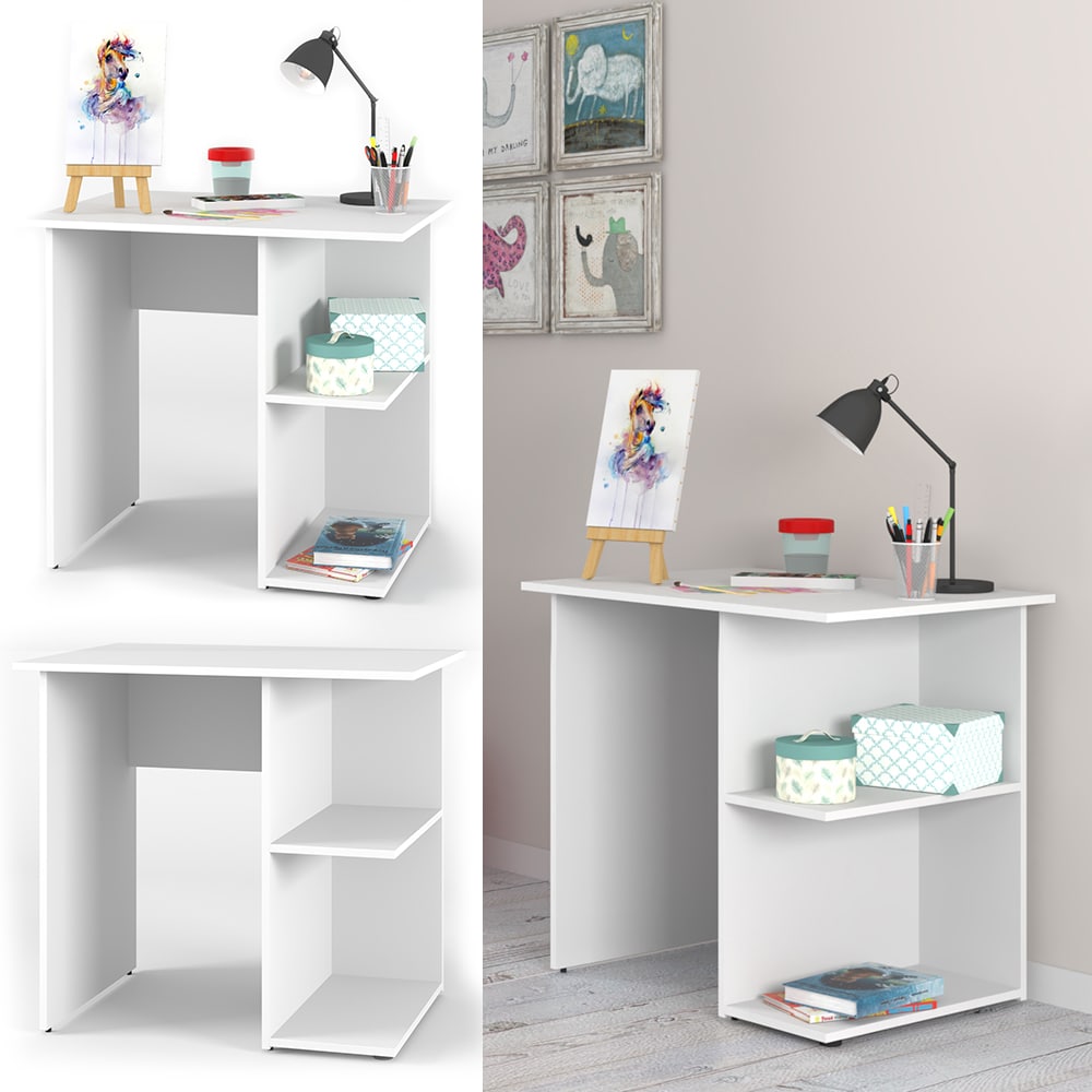 Vicco Schreibtisch Simple Schreibtisch Arbeitstisch Regal PC Tisch Wei&szlig; 