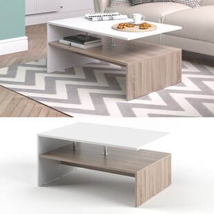 VICCO Couchtisch AMATO in Weiß / Eiche Sonoma - Wohnzimmer Sofatisch Kaffeetisch 