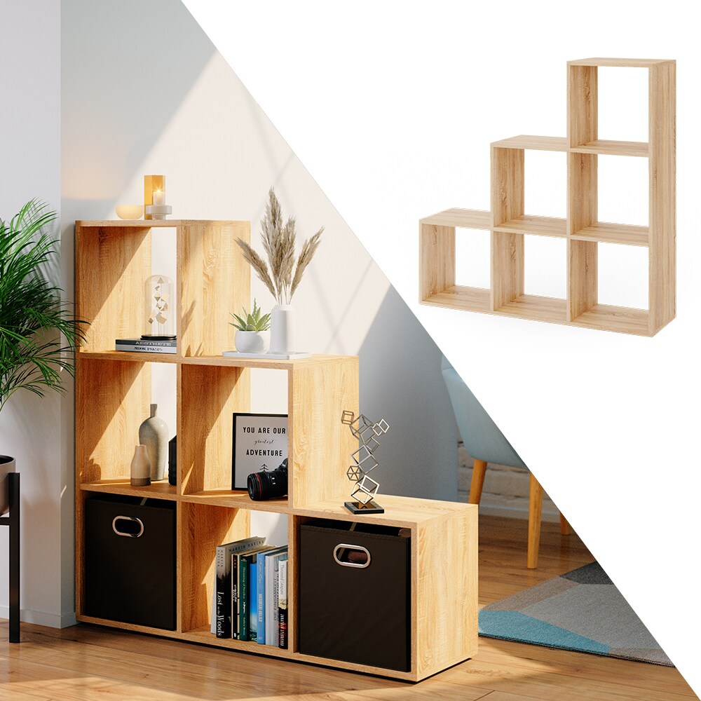 VICCO Treppenregal 6 Fächer Eiche Sonoma - Raumteiler Raumtrenner Bücherregal