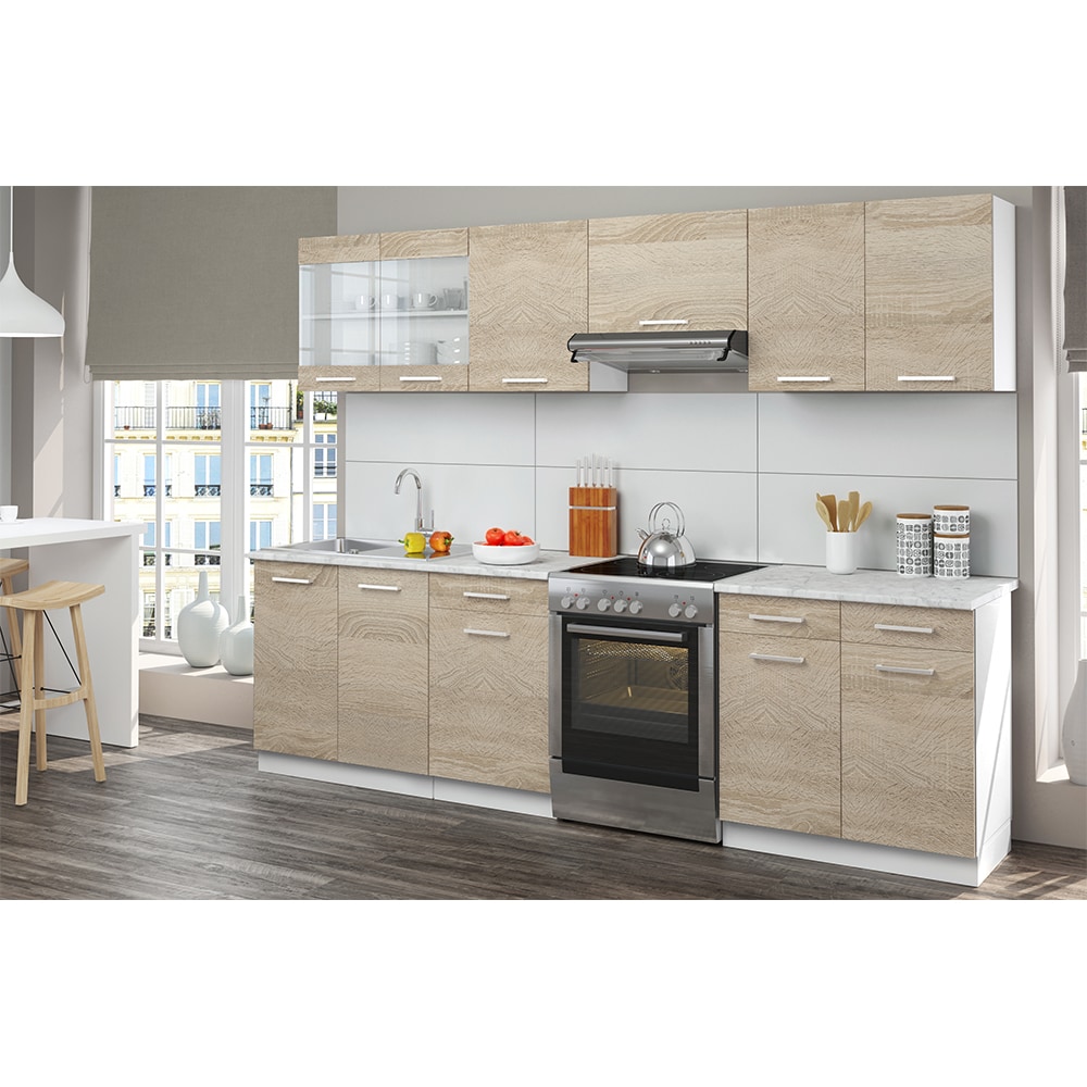 Vicco K&uuml;che K&uuml;chenzeile K&uuml;chenblock Einbauk&uuml;che 270 cm Sonoma Eiche 