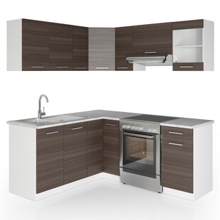 Vicco Küche Küchenzeile L-Form Küchenblock Einbauküche Komplettküche 167x187cm Anthrazit 