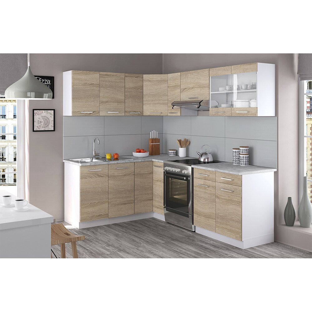 VICCO KÜCHENZEILE L 230CM KÜCHENBLOCK WINKEL ECK EINBAU SONOMA EICHE R-LINE