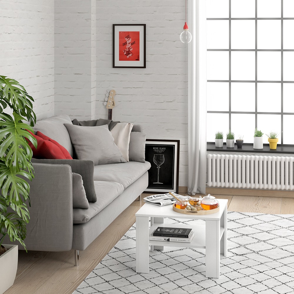 VICCO Couchtisch HOMER Wei&szlig; 60x60 cm - Wohnzimmer Sofatisch Kaffeetisch 