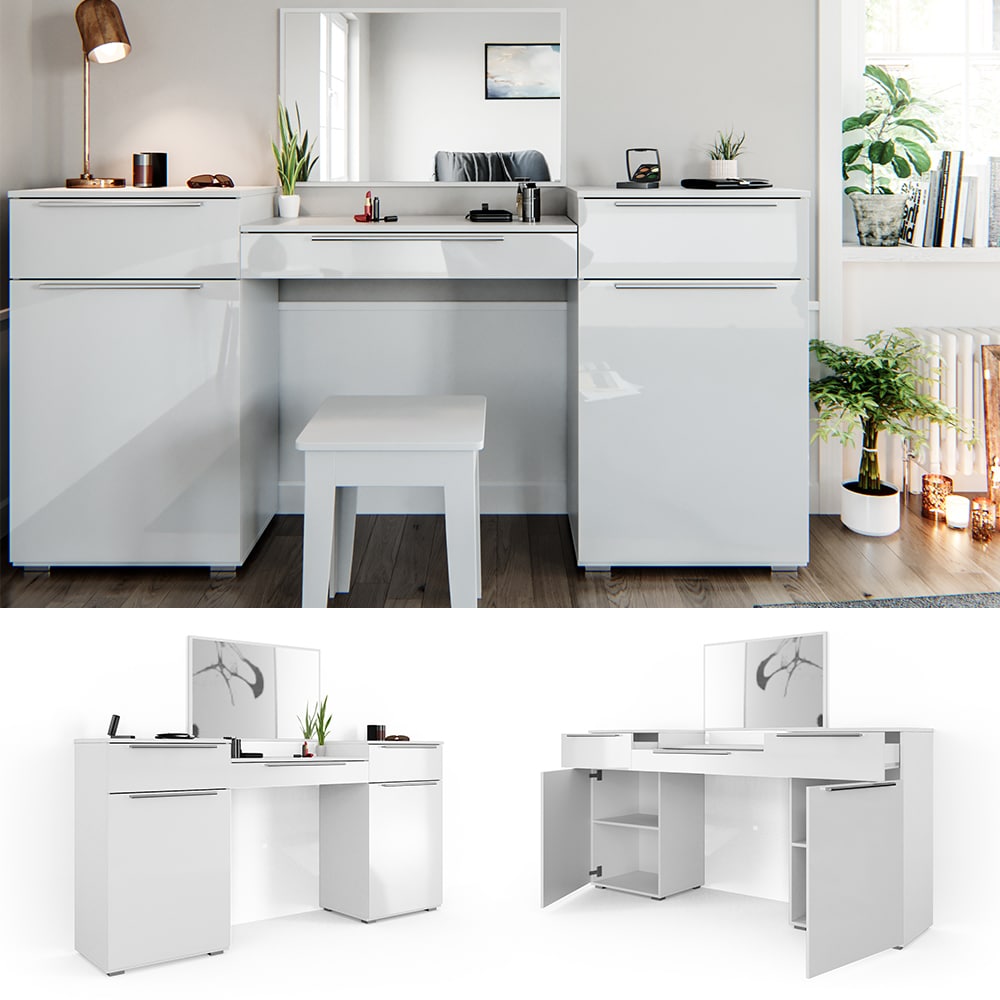 Vicco Schminktisch Lilli Frisiertisch Kommode Frisierkommode Spiegel Wei&szlig; 