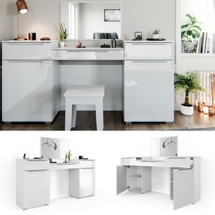 Vicco Schminktisch Lilli Frisiertisch Kommode Frisierkommode Spiegel Weiß 