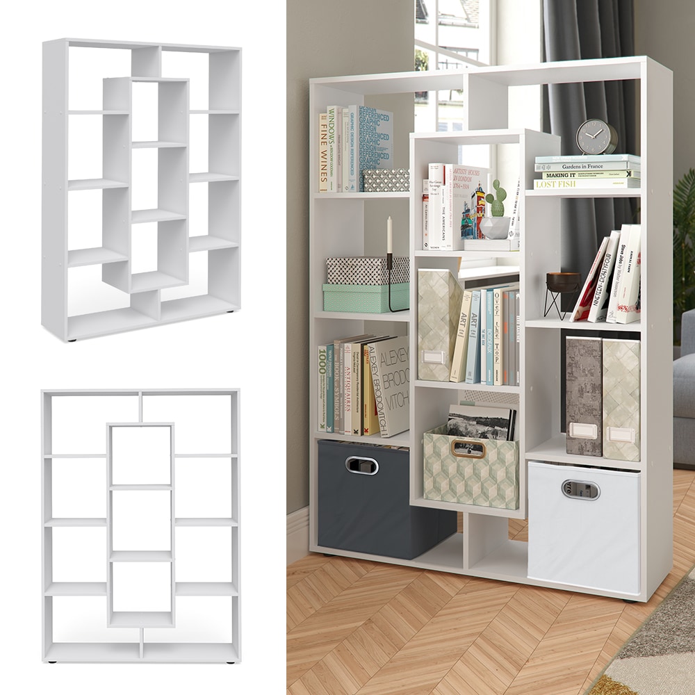 Vicco Raumteiler B&uuml;cherregal Standregal Wandregal B&uuml;roregal 11 F&auml;cher  Wei&szlig; 