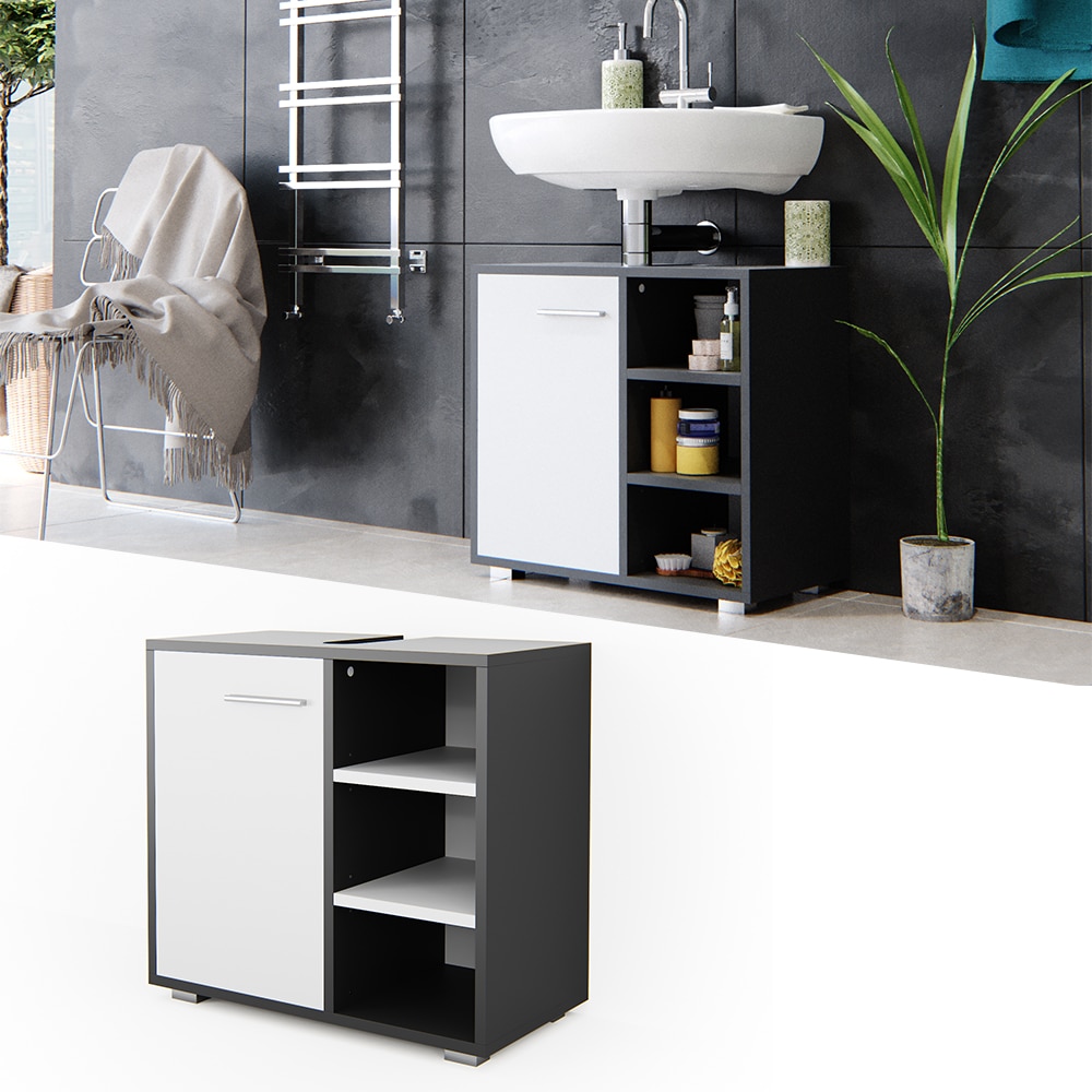 Vicco Waschtischunterschrank Perry Unterschrank Waschbecken Waschtisch Wei&szlig;/ Anthrazit 