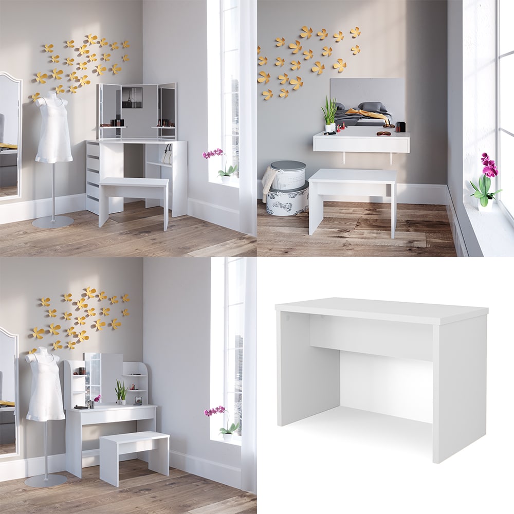 VICCO Schminktisch HOCKER Bank Wei&szlig; - Frisiertisch Kommode Spiegel 