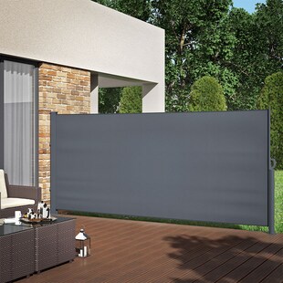 ALU Seitenmarkise Sichtschutz 160x350cm Sonnenschutz Seitenrollo Markise 280g/m² 