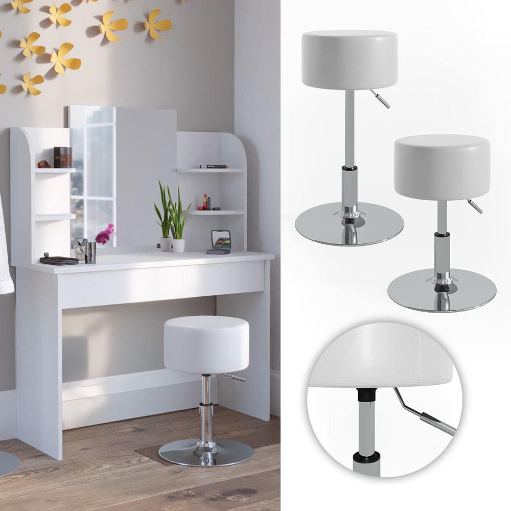 VICCO Design Hocker / Schminkhocker h&ouml;henverstellbar in wei&szlig; 