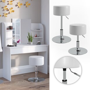 VICCO Design Hocker / Schminkhocker höhenverstellbar in weiß 
