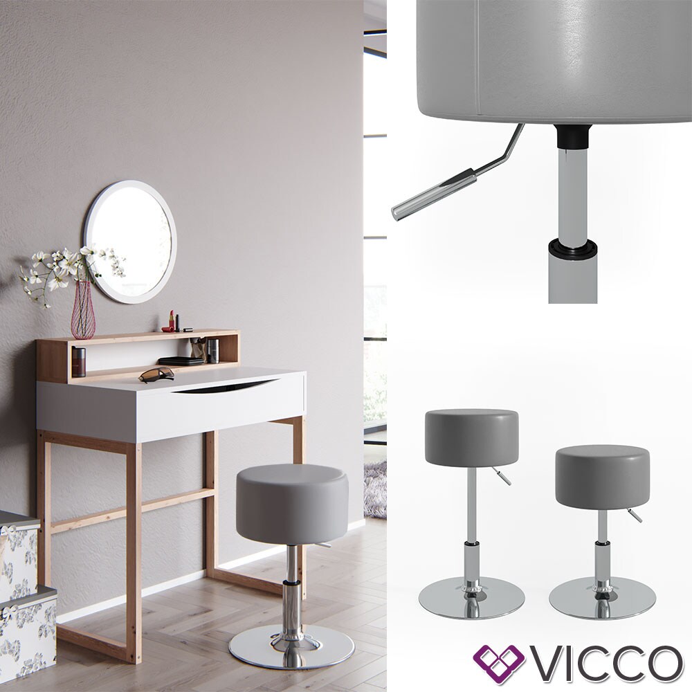 VICCO Design Hocker Schminkhocker höhenverstellbar in grau