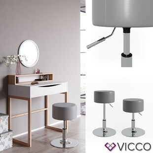 VICCO Design Hocker Schminkhocker höhenverstellbar in grau 