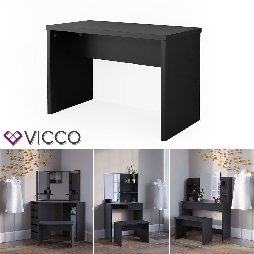 VICCO Universalhocker Bank schwarz - Frisiertisch Kommode Spiegel 
