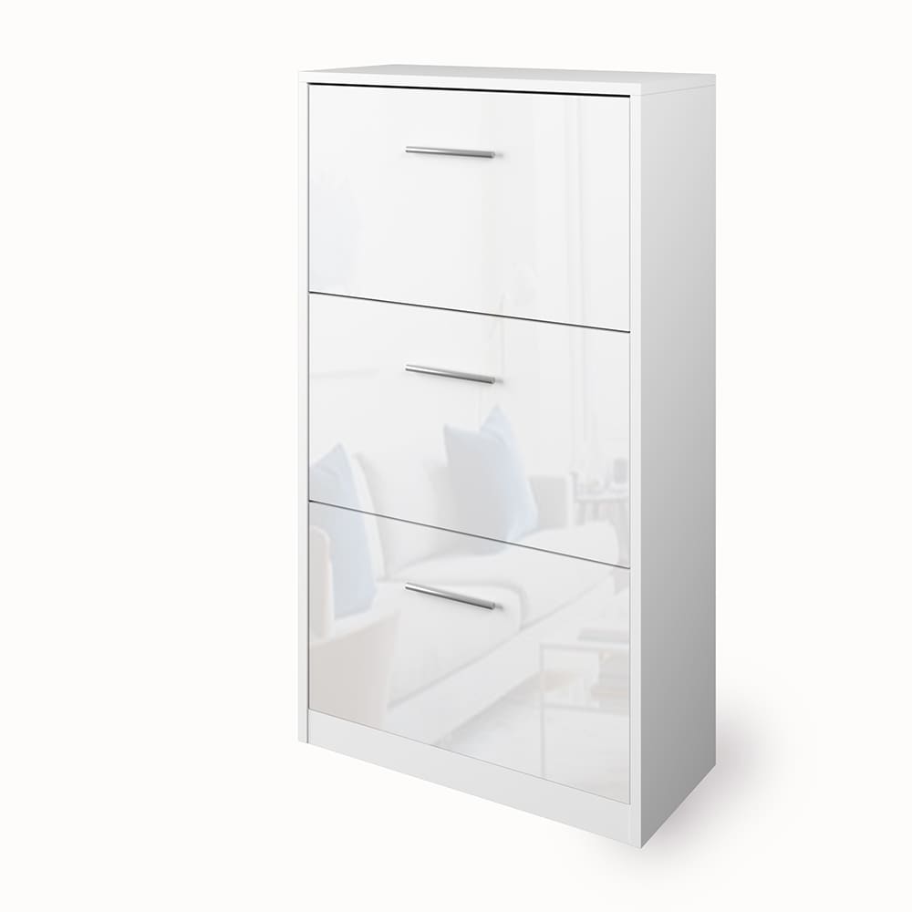 Vicco Schuhschrank Gizmo Schuhkipper Schuhregal Regal 3 F&auml;cher  Wei&szlig; Hochglanz 