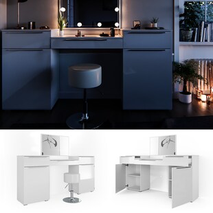 Vicco Schminktisch Lilli Frisiertisch Kommode Frisierkommode Spiegel Weiß inklusive Hocker 