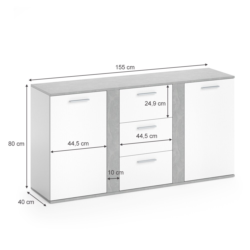 VICCO Sideboard NOVELLI Highboard weiß anthrazit Kommode Anrichte 3 Türen online kaufen bei Netto