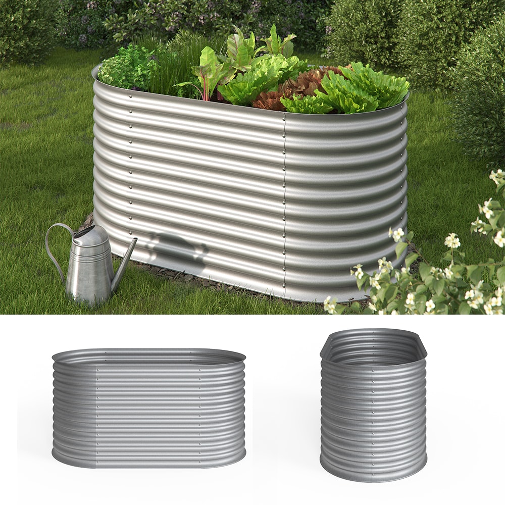 Oskar Hochbeet Kr&auml;uterbeet Gem&uuml;sebeet oval 160x80x82cm Stahl verzinkt Garten 