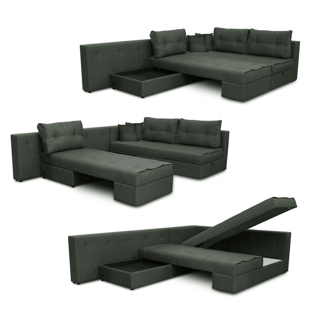 VitaliSpa Ecksofa MILTON Schlaffunktion Couch Schlafsofa Bett Bettkasten Taschenfederkern Sofa XXL 