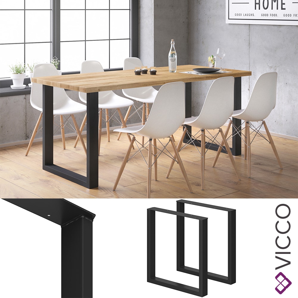 Vicco Tischbeine Loft Tischkufen pulverbeschichtet 2er Set 72x70 cm 