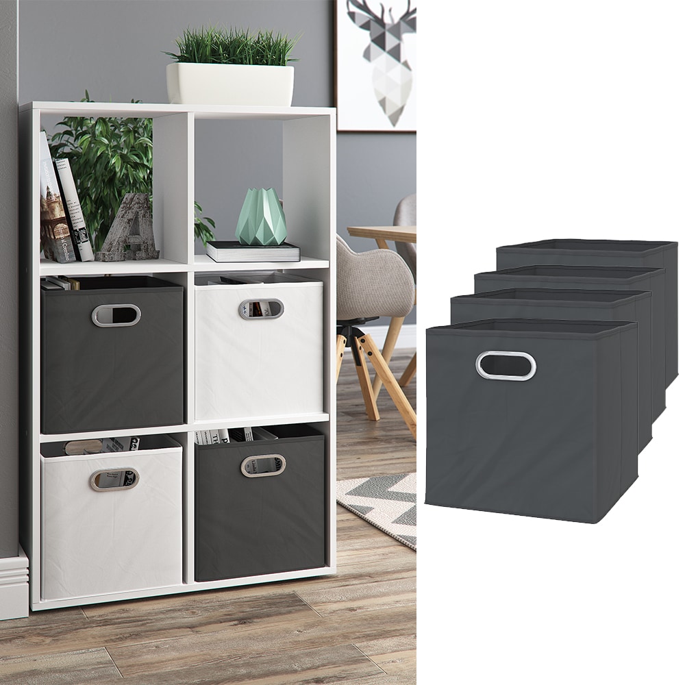 VICCO 4er Set Faltbox  30x30 cm anthrazit Faltkiste Aufbewahrungsbox Regalbox 