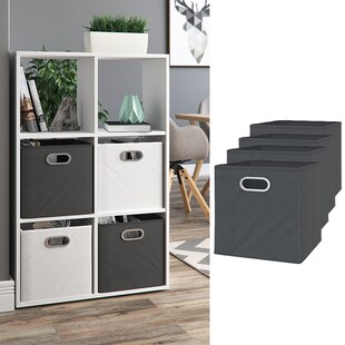 VICCO 4er Set Faltbox  30x30 cm anthrazit Faltkiste Aufbewahrungsbox Regalbox 