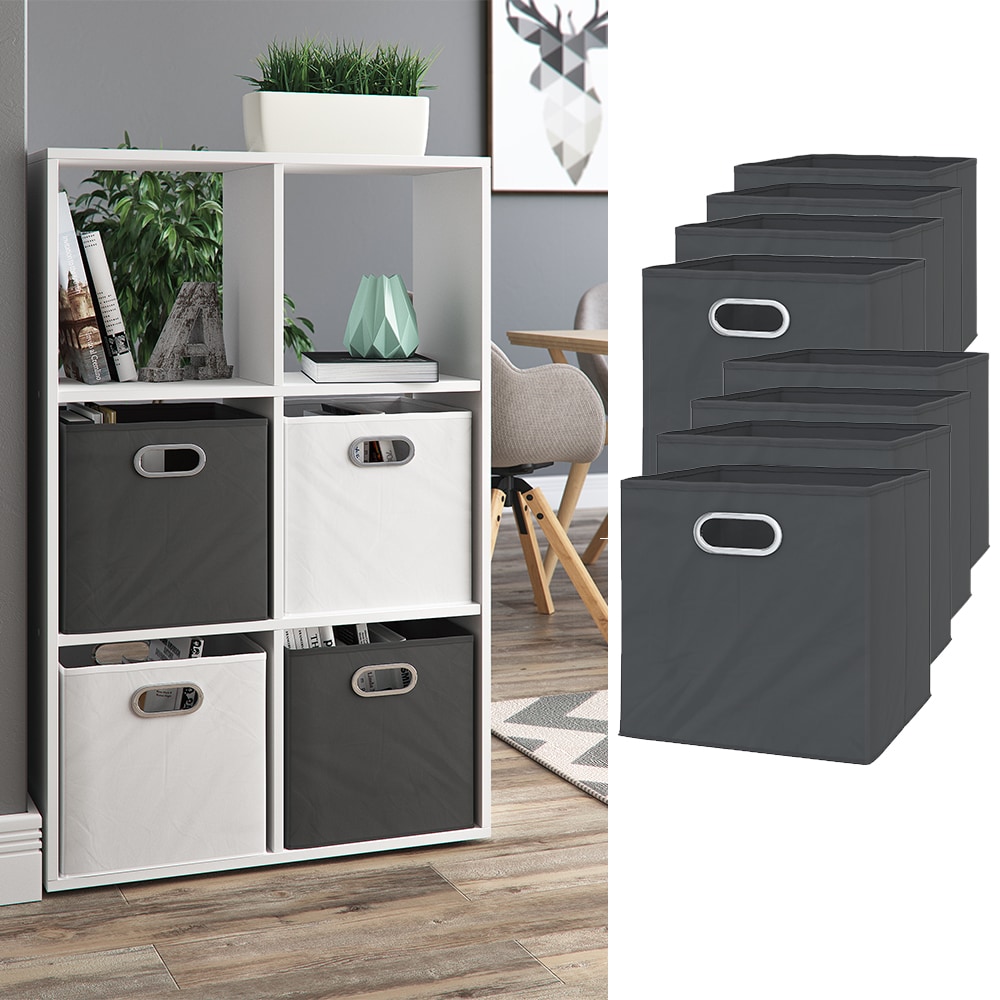 VICCO 8er Set Faltbox  30x30 cm anthrazit Faltkiste Aufbewahrungsbox Regalbox 