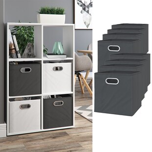 VICCO 8er Set Faltbox  30x30 cm anthrazit Faltkiste Aufbewahrungsbox Regalbox 