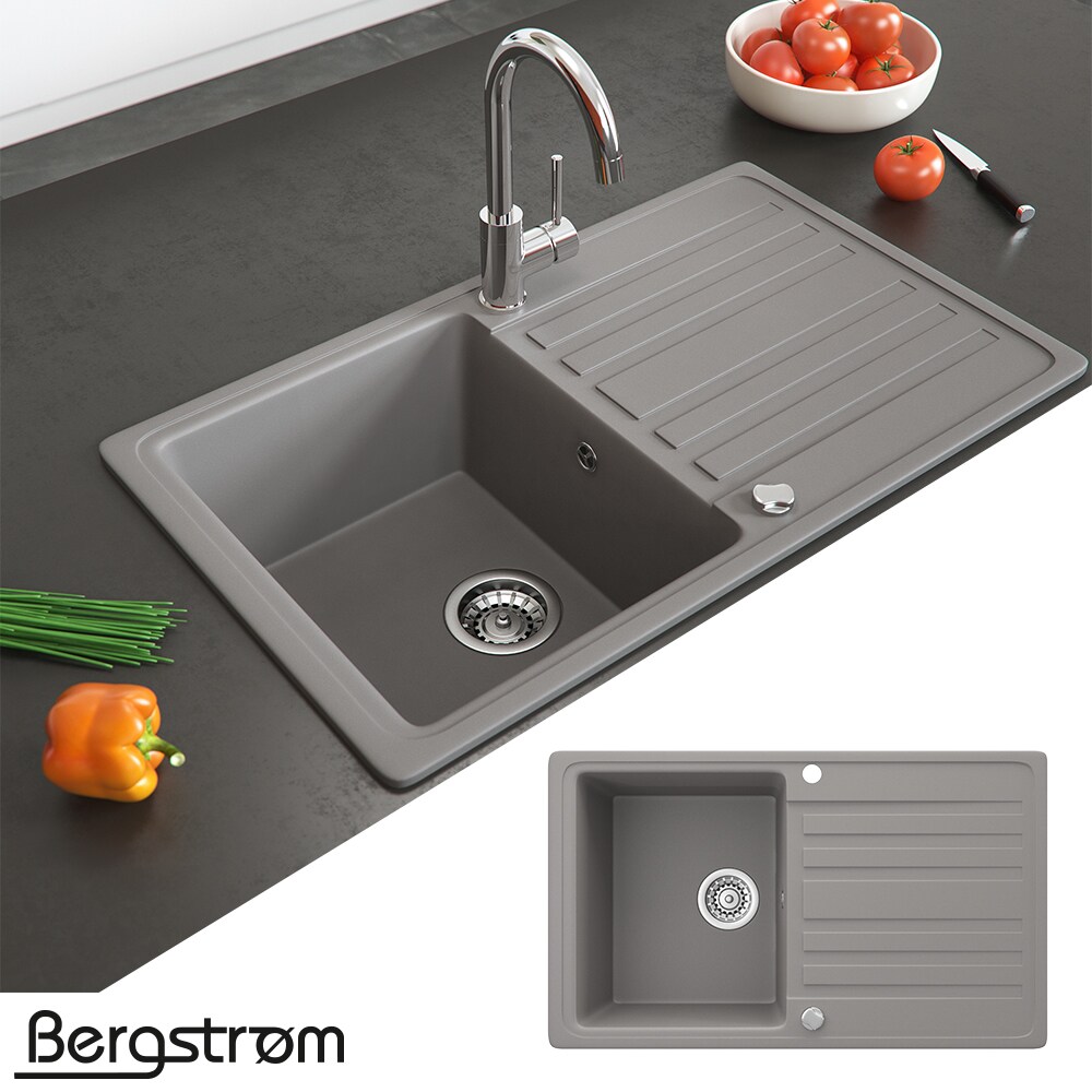 Bergström Granit Spüle Küchenspüle Einbauspüle Spülbecken 765x460mm Beton