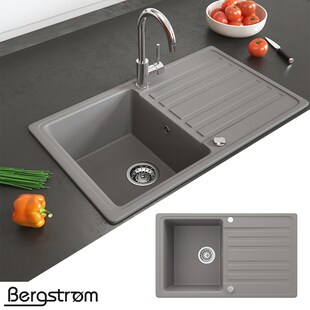 Bergström Granit Spüle Küchenspüle Einbauspüle Spülbecken 765x460mm Beton 