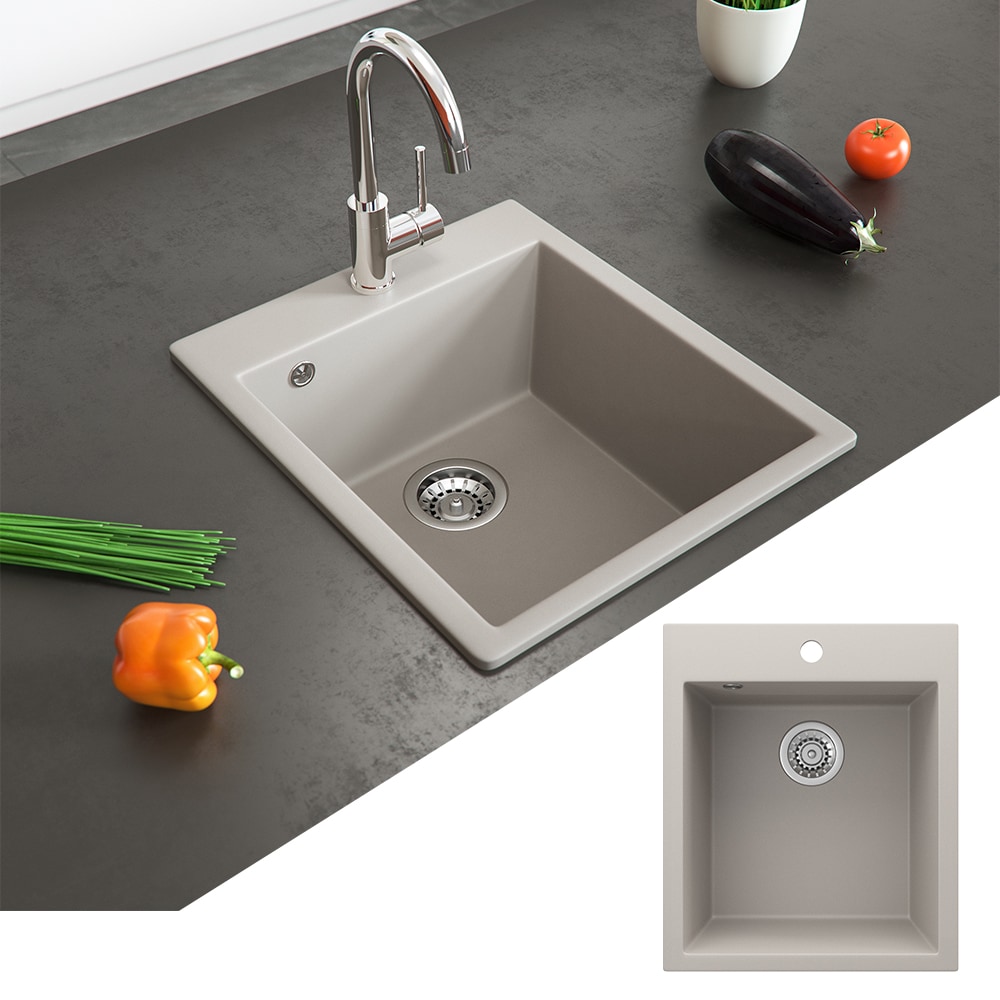 Bergstr&ouml;m Granit Sp&uuml;le K&uuml;chensp&uuml;le Einbausp&uuml;le Sp&uuml;lbecken 425x500mm Beige 