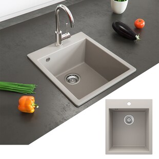 Bergström Granit Spüle Küchenspüle Einbauspüle Spülbecken 425x500mm Beige 