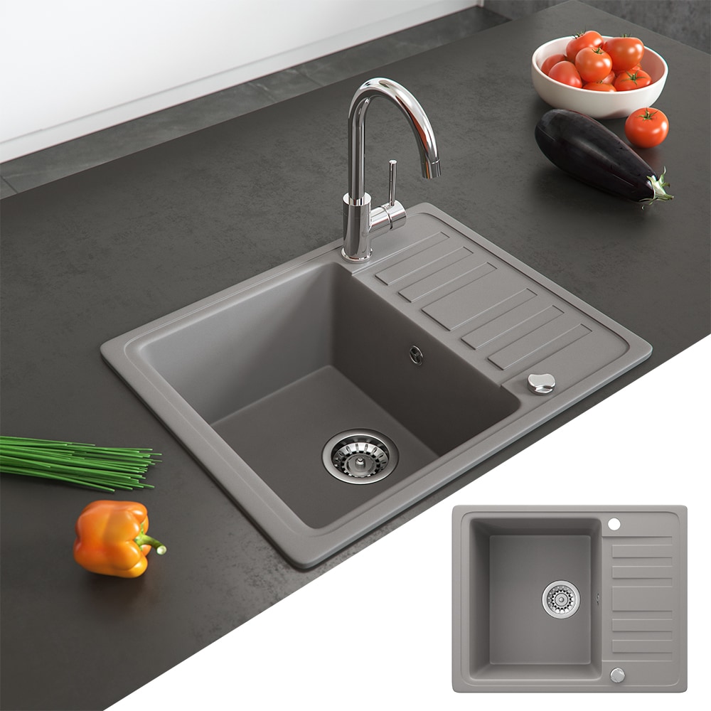 Bergstr&ouml;m Granit Sp&uuml;le K&uuml;chensp&uuml;le Einbausp&uuml;le Sp&uuml;lbecken 575x460mm Beton 