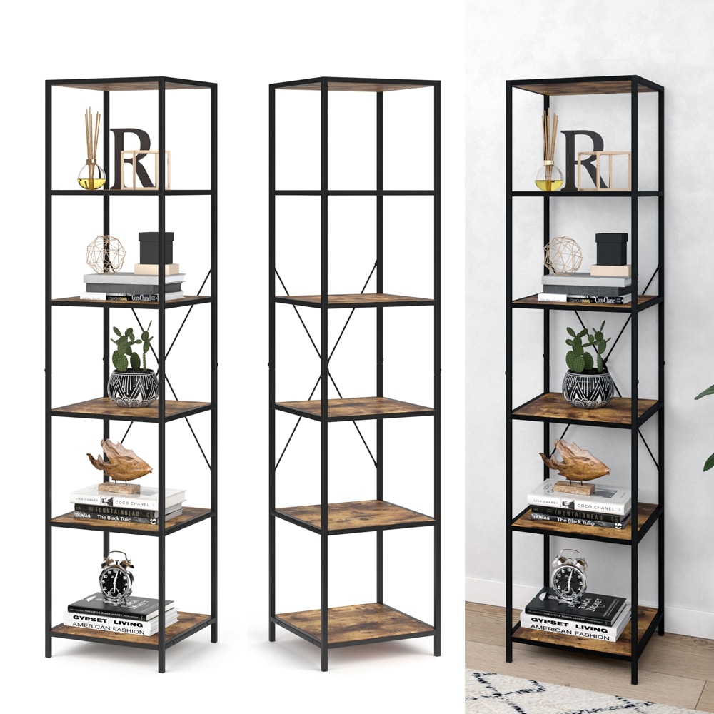 VICCO Loft Standregal Fyrk B&uuml;cherregal Wandregal Holz Regal 174x40x40 cm 