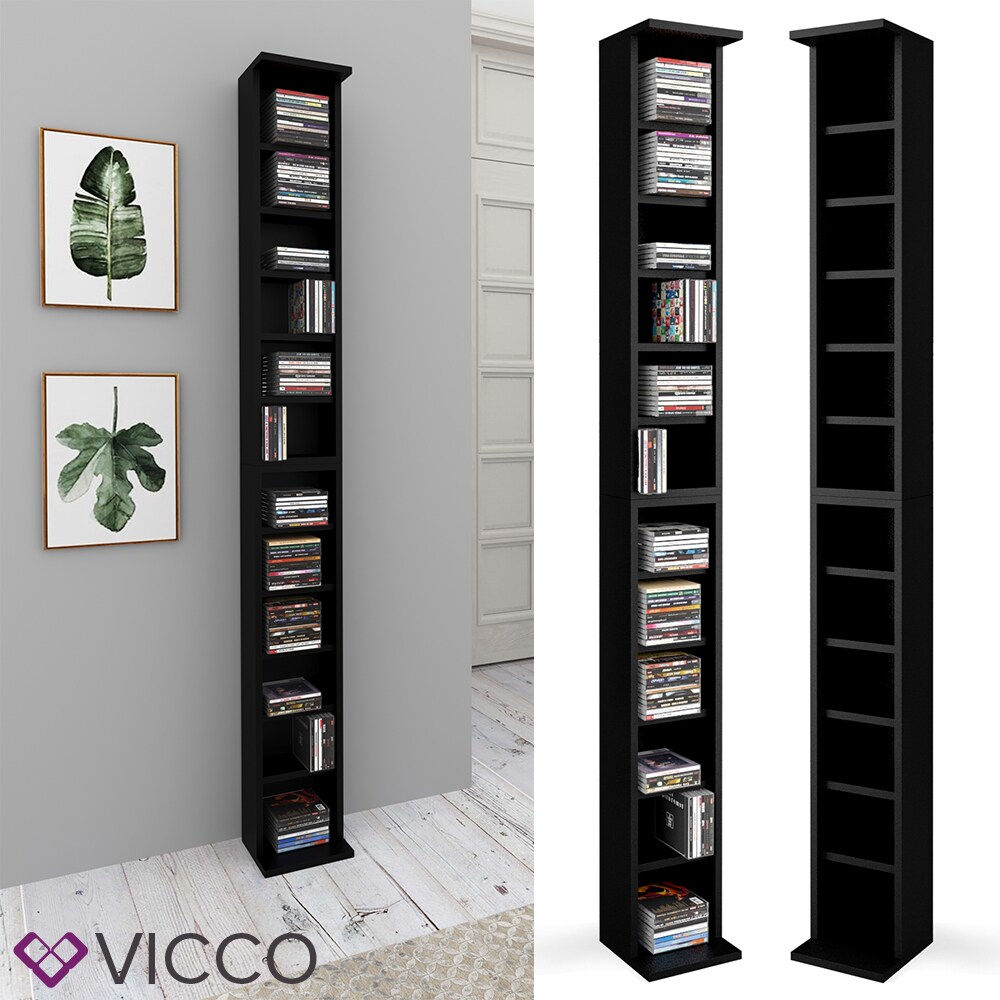 VICCO CD Regal DVD St&auml;nder Schwarz Wandregal H&auml;ngeregal B&uuml;cherregal B&uuml;roregal 