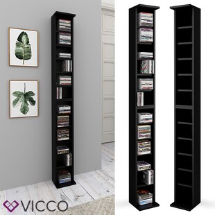 VICCO CD Regal DVD Ständer Schwarz Wandregal Hängeregal Bücherregal Büroregal 