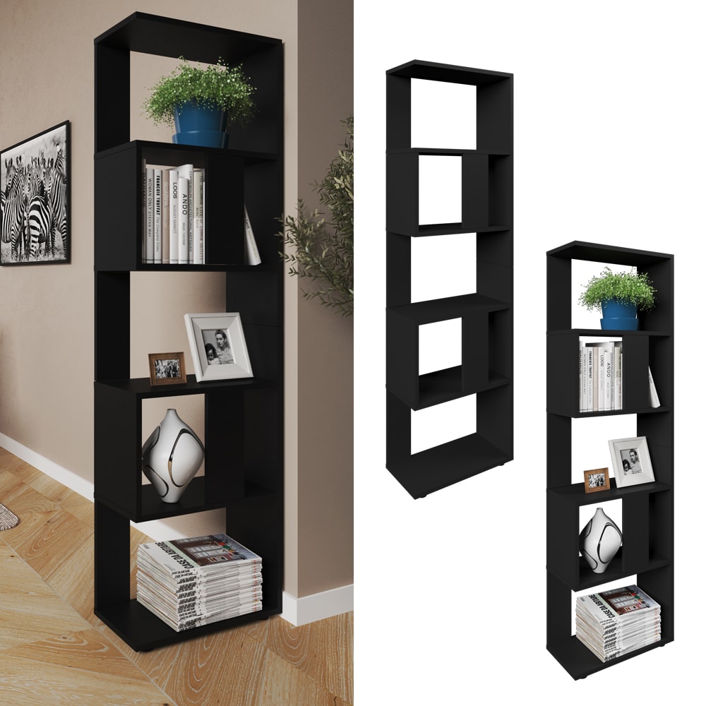 VICCO Raumteiler Schwarz B&uuml;cherregal Standregal Aktenregal Hochregal Aufbewahrung Regal 