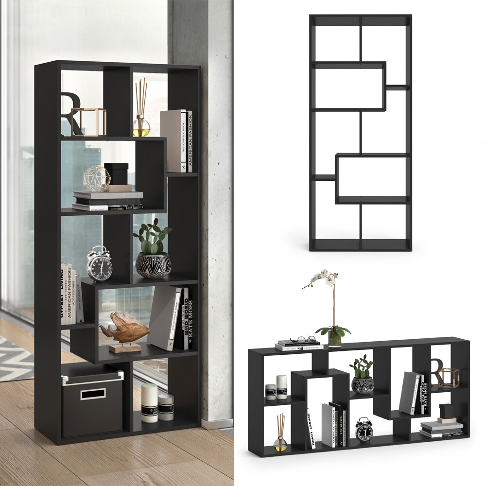 VICCO Raumteiler NOA Schwarz B&uuml;cherregal Standregal Wandregal B&uuml;roregal Akte 