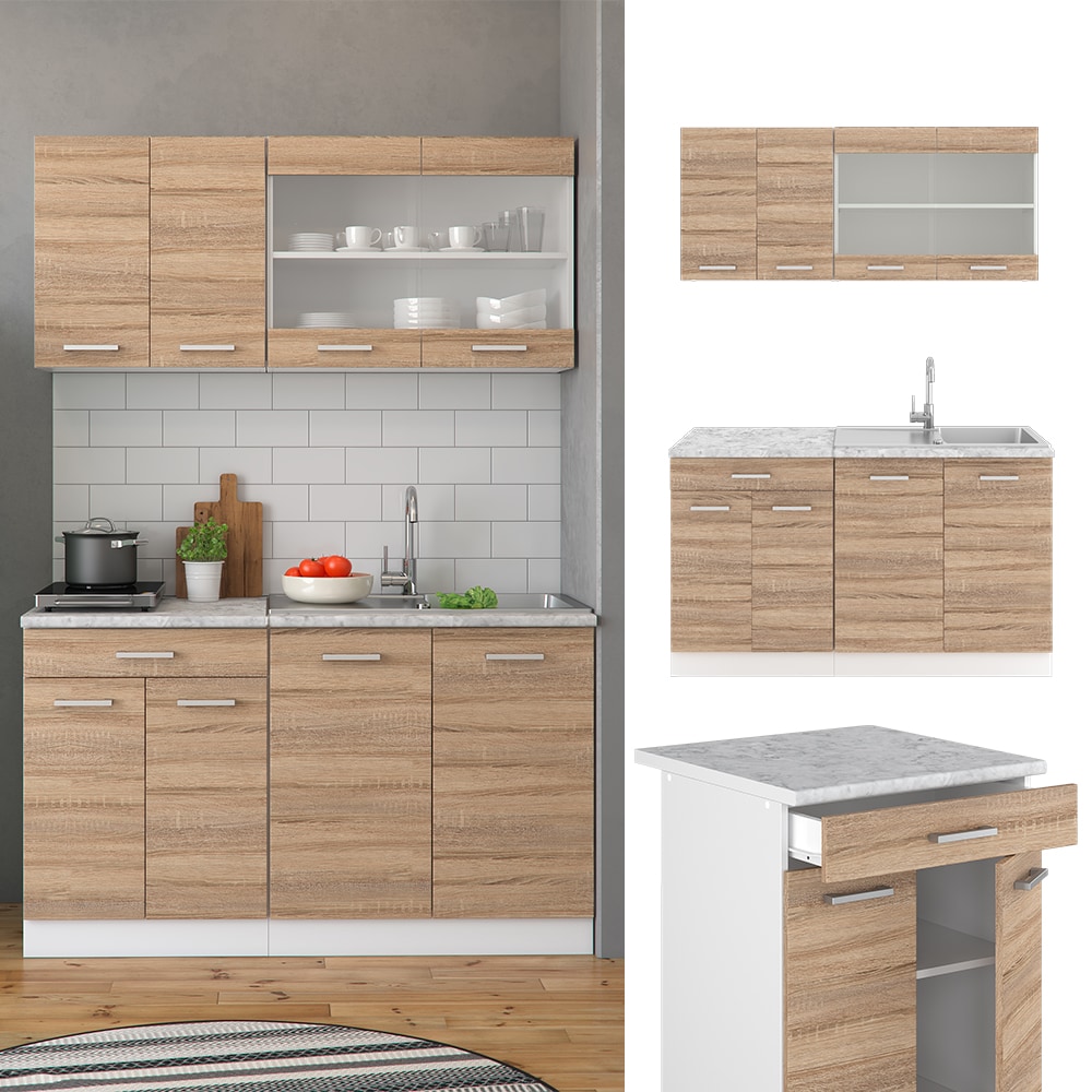 Vicco - Cuisine R-Line, Sonoma, 140 cm, pt Marbre
