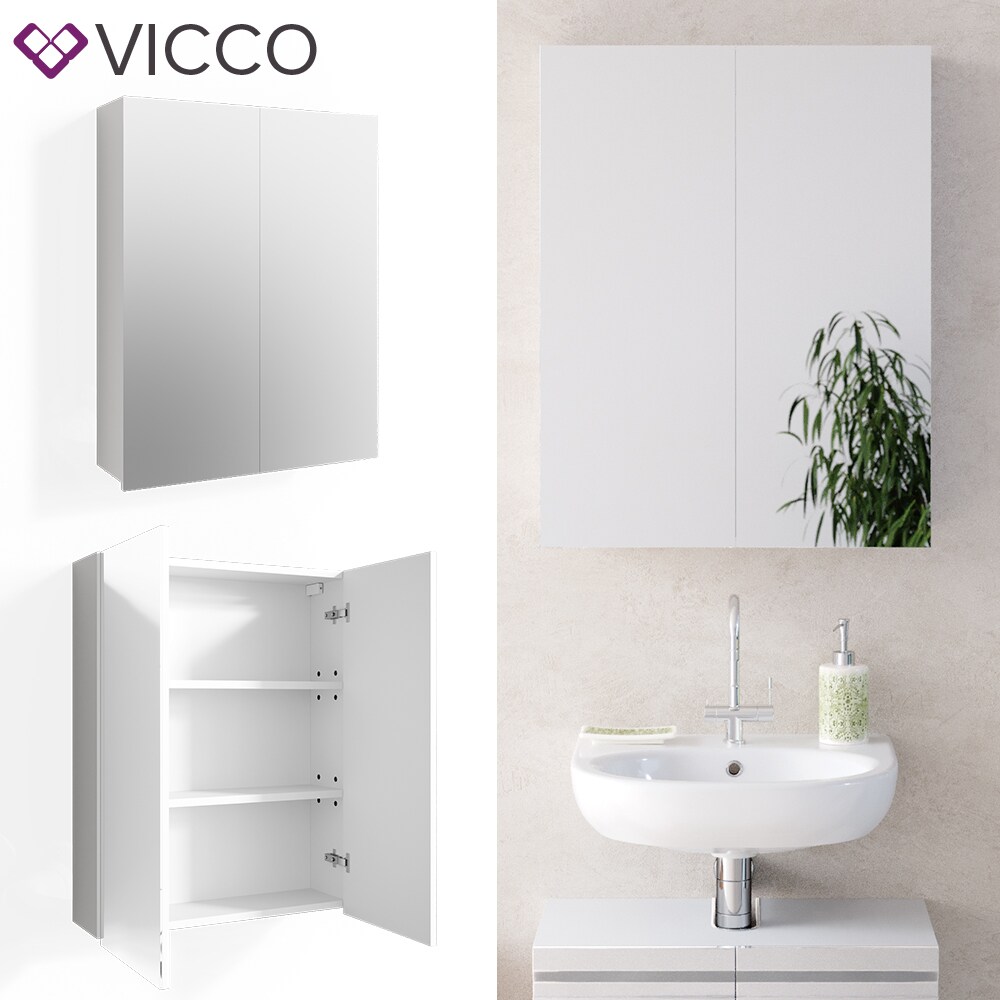 VICCO Spiegelschrank FREDDY Wei&szlig; Spiegel Badspiegel Wandspiegel Badezimmer 