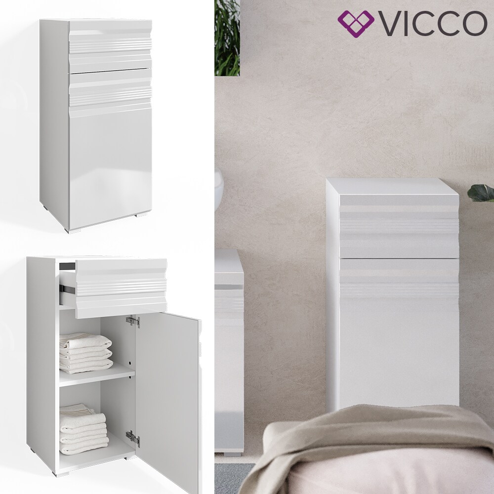 VICCO Badschrank FREDDY wei&szlig; hochglanz Badezimmer Badregal Midischrank 