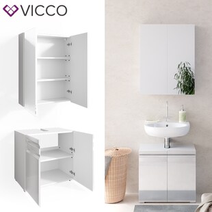 VICCO Badmöbelset FREDDY Spiegelschrank Unterschrank weiß hochglanz Waschtisch 