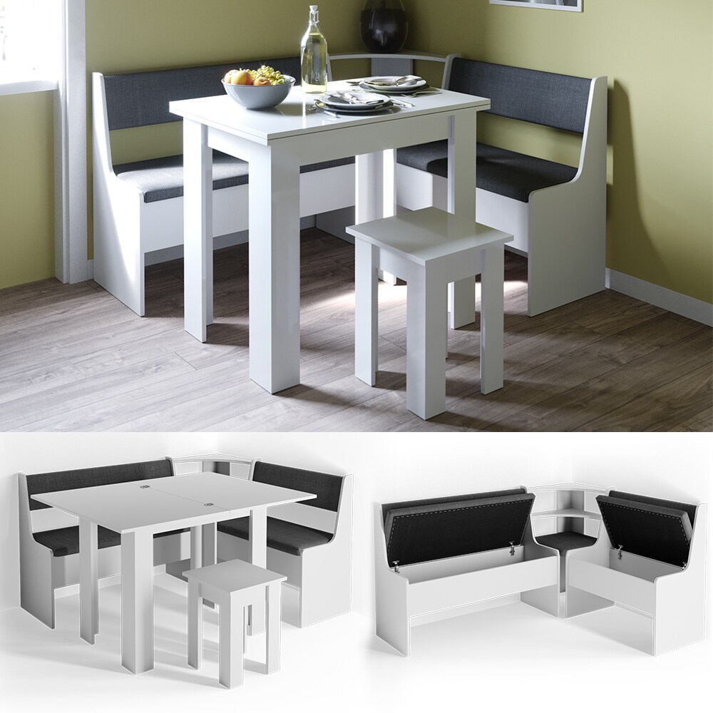 VICCO Eckbankgruppe ROMAN weiß Esszimmergruppe Sitzgruppe Küchensitzgruppe
