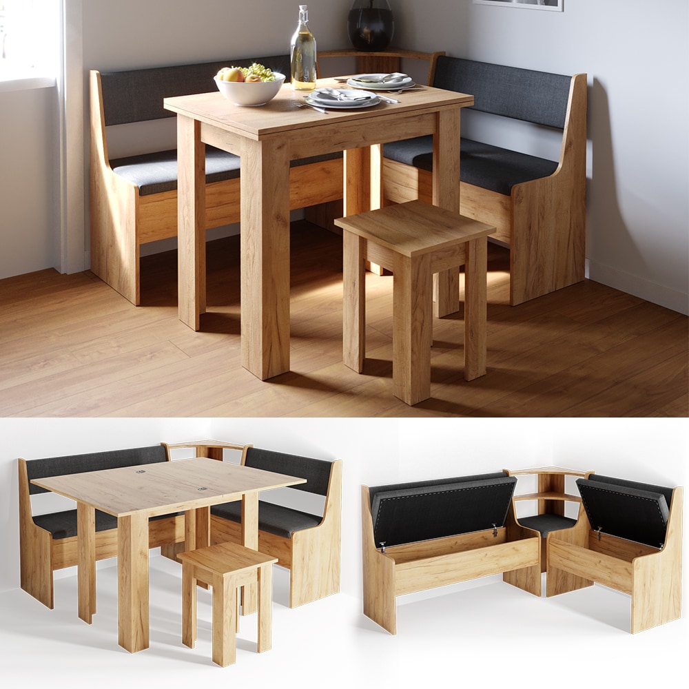 VICCO Eckbankgruppe ROMAN Eiche Esszimmergruppe Sitzgruppe K&uuml;chensitzgruppe 