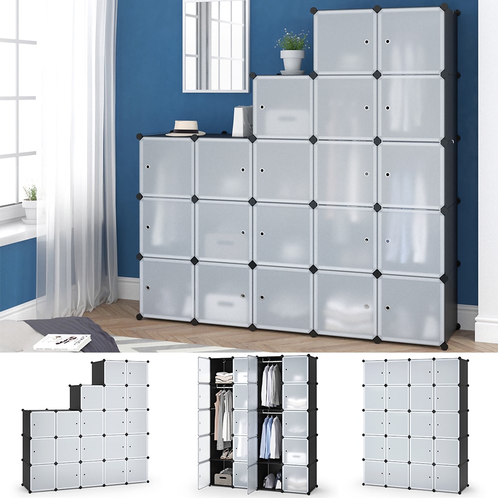 Vicco Kleiderschrank modular DIY Steckregal System Kunststoff 145x180x47 cm Garderobe Kleiderstange 