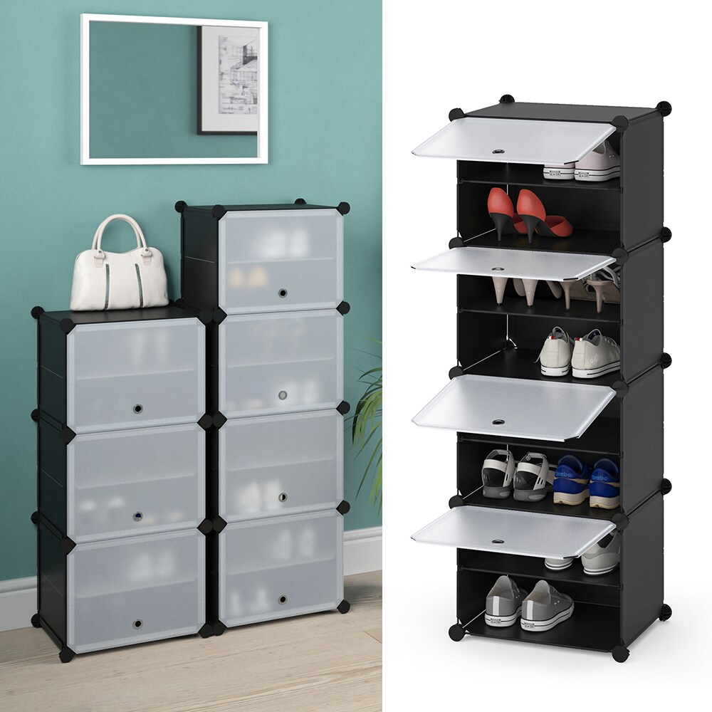 VICCO Schuhschrank modular DIY Steckregal System aus Kunststoff Garderobe Schuhregal 4 F&auml;cher 