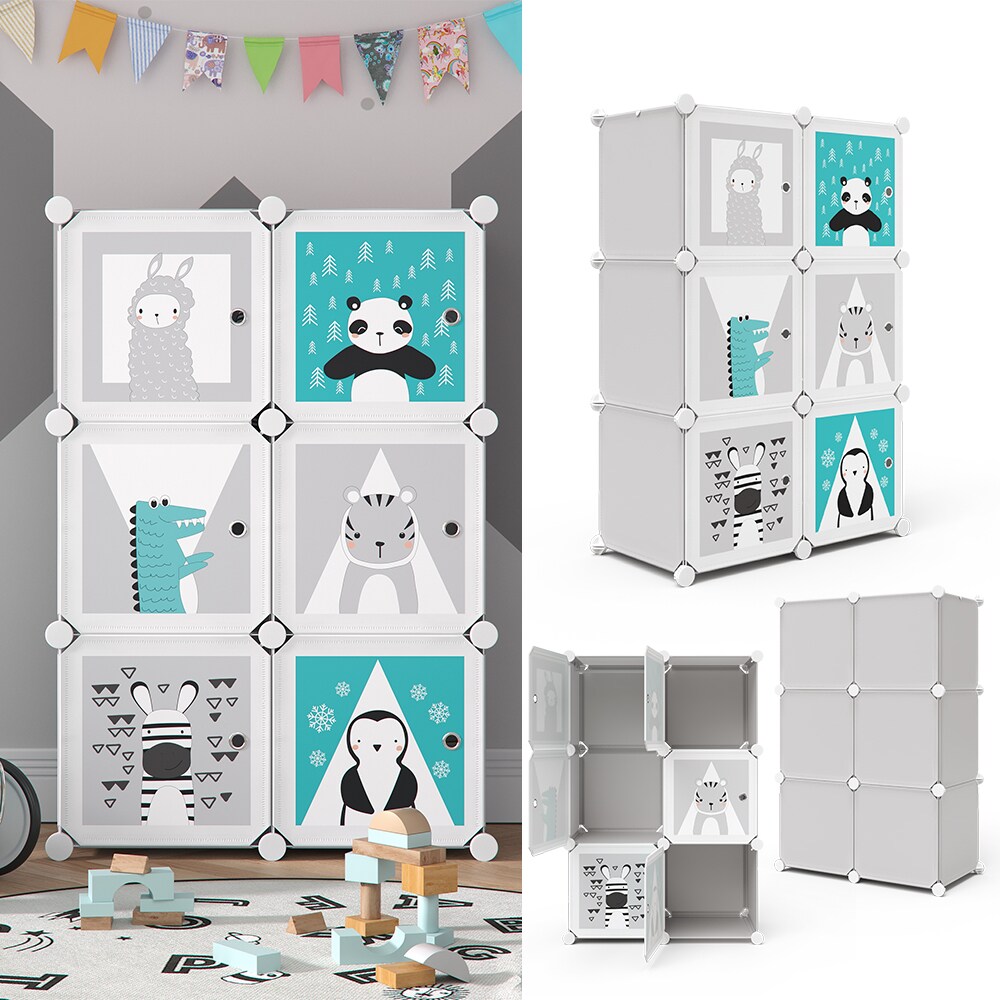 VICCO Kleiderschrank ANDY Kinder Regal DIY modular 6 F&auml;cher Kleiderstange Steckregal 