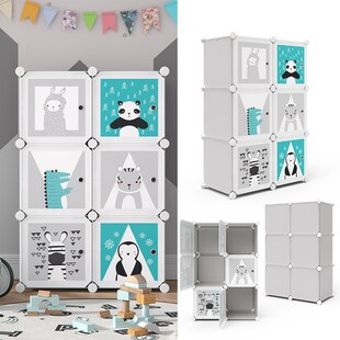 VICCO Kleiderschrank ANDY Kinder Regal DIY modular 6 Fächer Kleiderstange Steckregal 